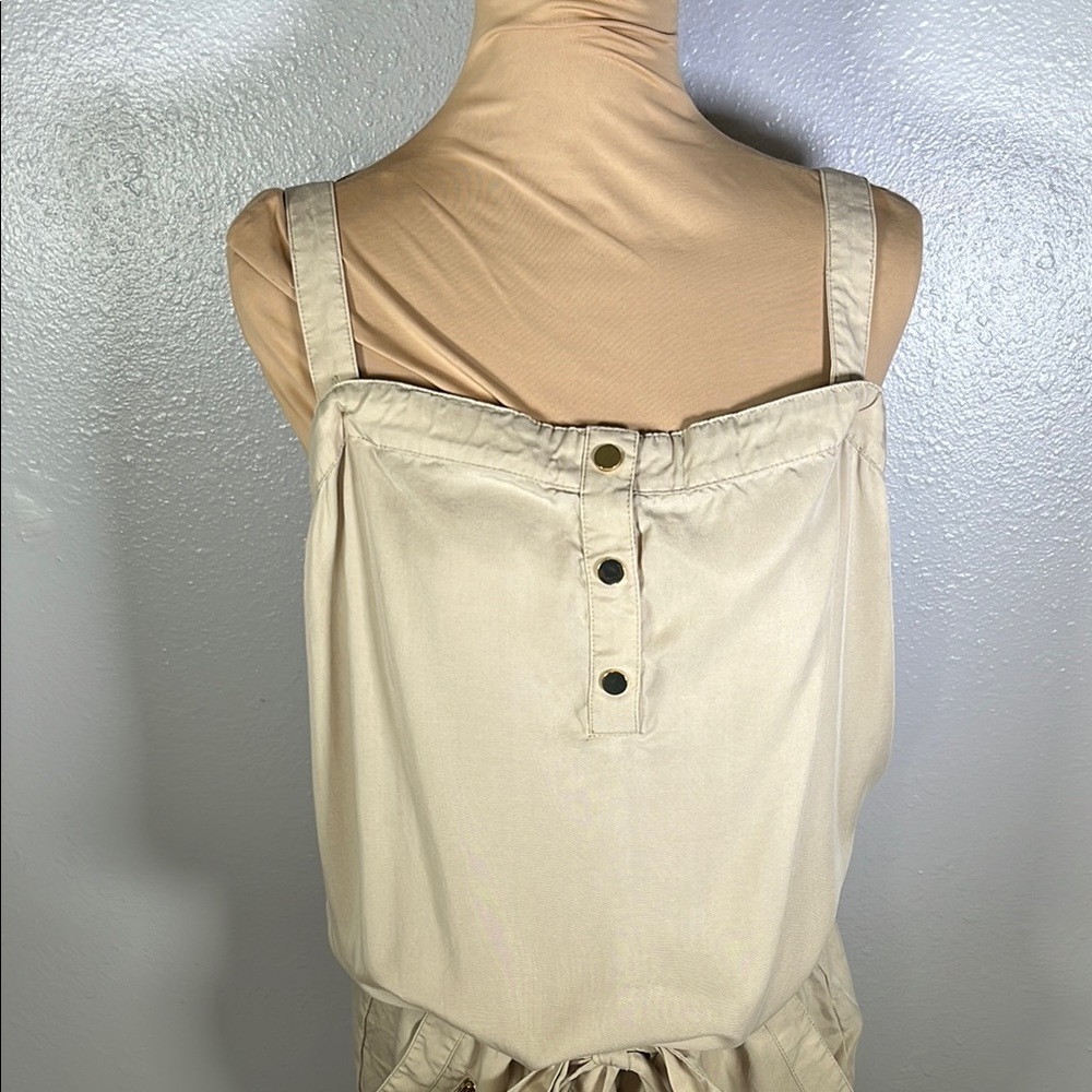 Vintage Y2K Cache sleeveless tan casual waist tie utility jumpsuit sz M - Picture 4 of 8